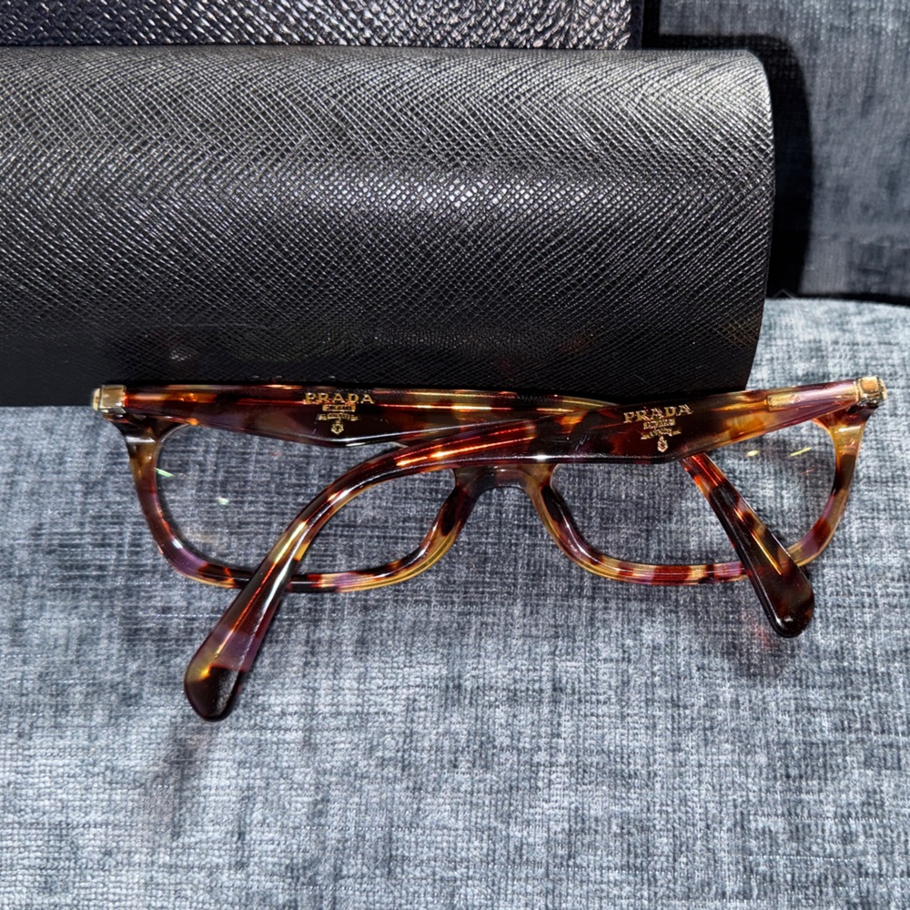 Prada Tortoiseshell Eyeglass Frames - Brown/Amber… - image 4